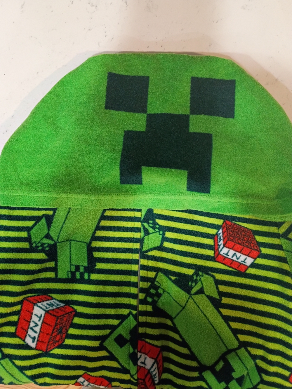 Minecraft OnePiece Pajama Creeper Hoodie Suit Boy/Girl Custome Size L 12-14 - Picture 2 of 5